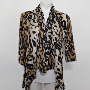 Isabella Rodriguez Academia Animal Print Waterfall Mobwife Cardigan Size L